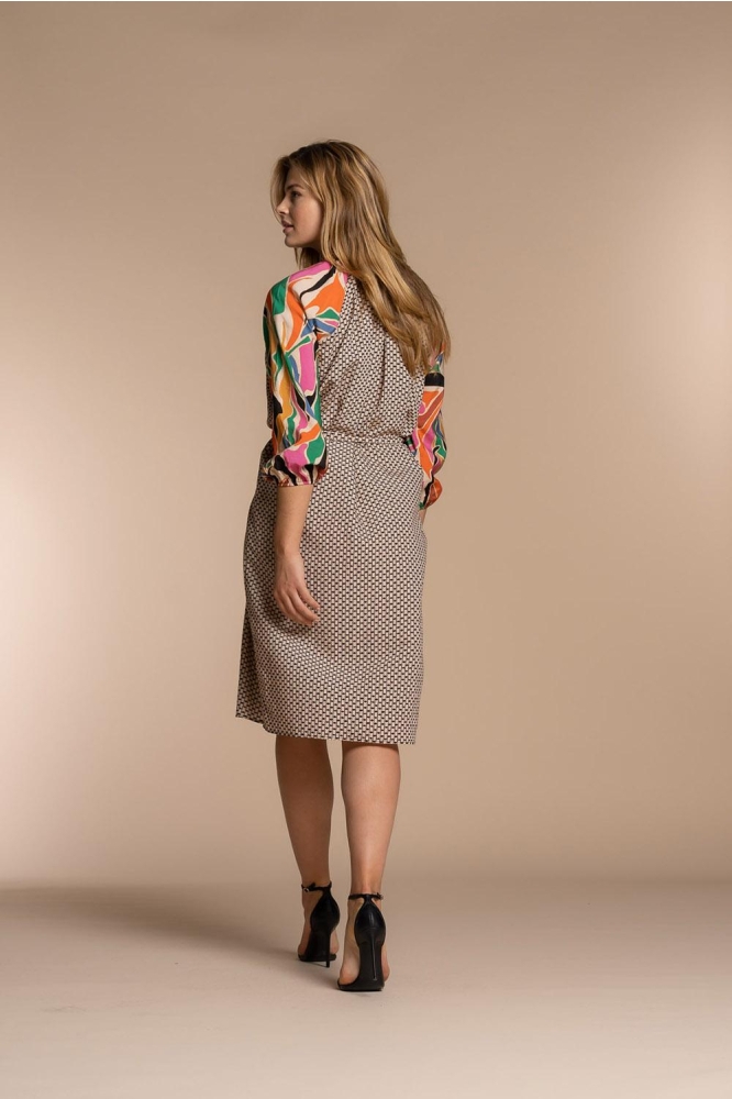 MIDI DRESS MIX AND MATCH PRINT 37147 20 Off-white/Coral combi
